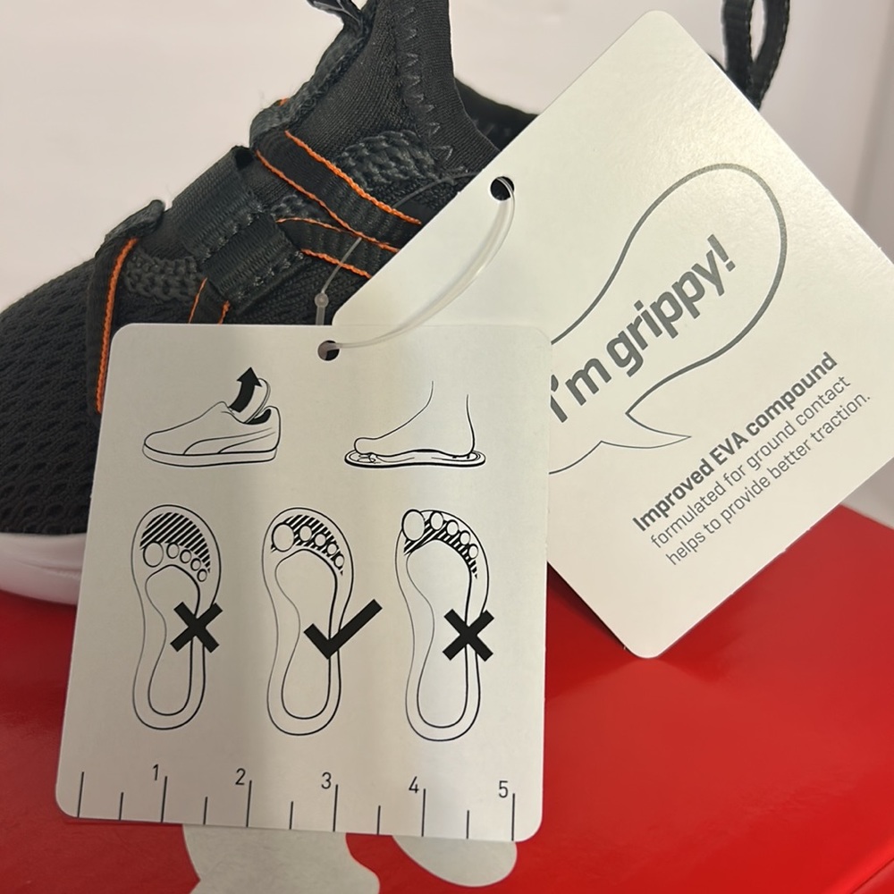 Puma NWT KIDS size5C Gray/Orange - Picture 6 of 9